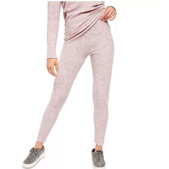 NWT Free People Think Thermal Knit Leggings -Pink - Picture 4 of 5